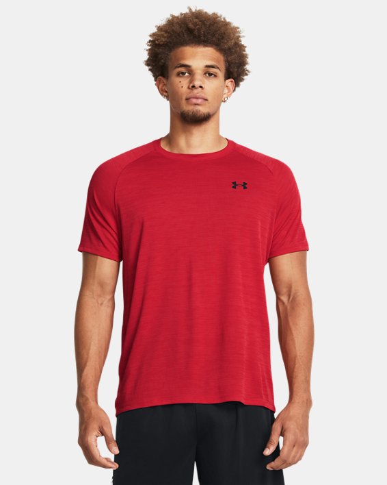 Men's UA Tech™ Textured Short Sleeve in Red image number 0